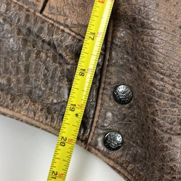 Vintage Exclusive "Baez" 80's Cropped Brown Leather Blazer Jacket - Picture 6 of 12